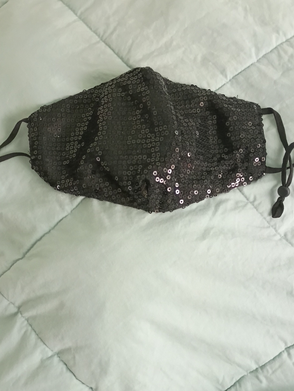 Black Sequin Women's Face Mask - Adjustable Ear Loops